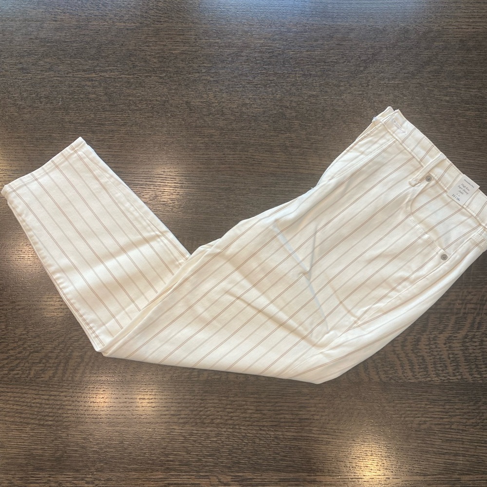 NWT Abercrombie & Fitch Pinstripe High Rise Super Skinny Ankle